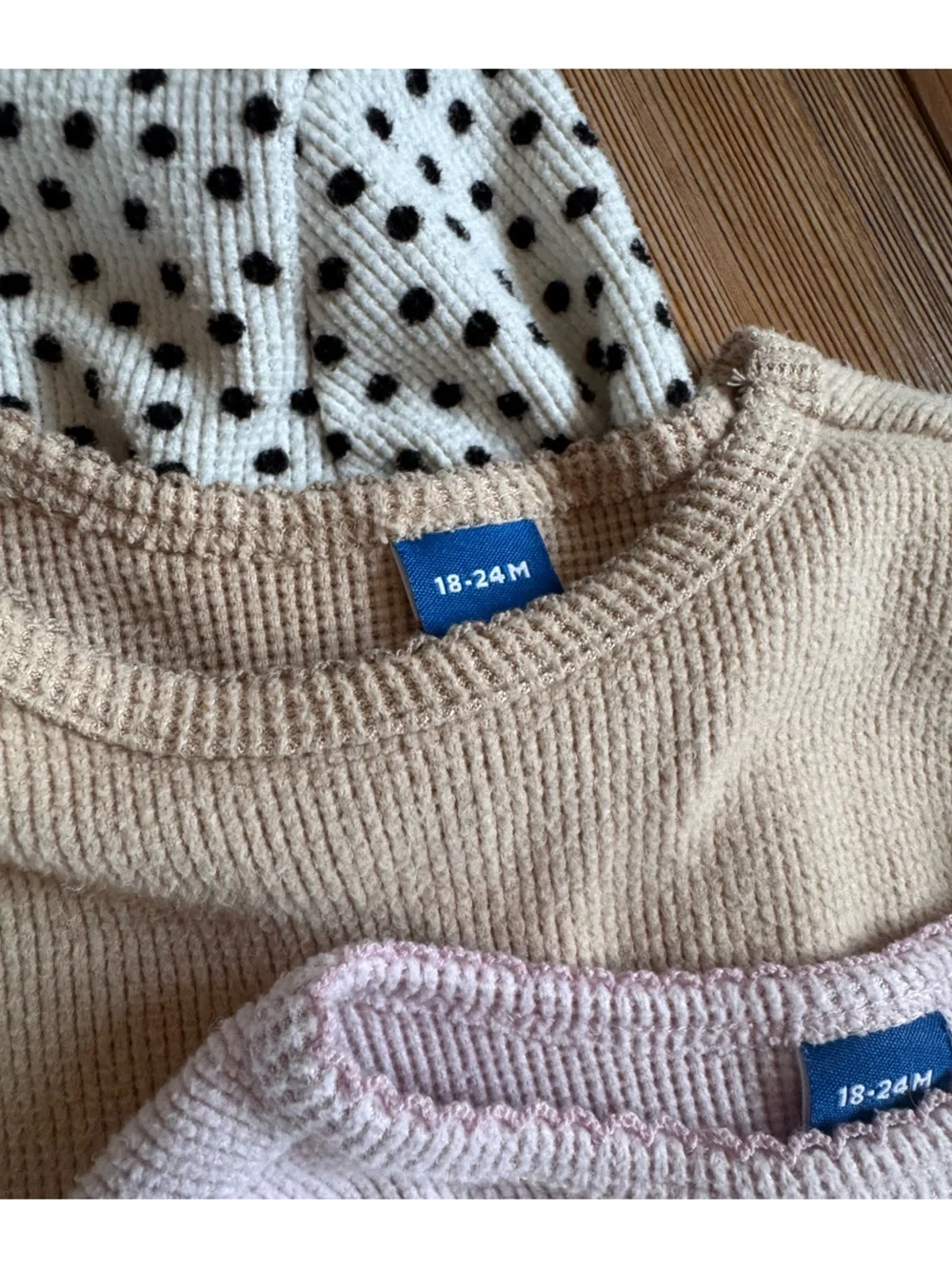 Old Navy 18-24M Long-Sleeve Tops Bundle - Pink, Cream, and Black Polka Dot